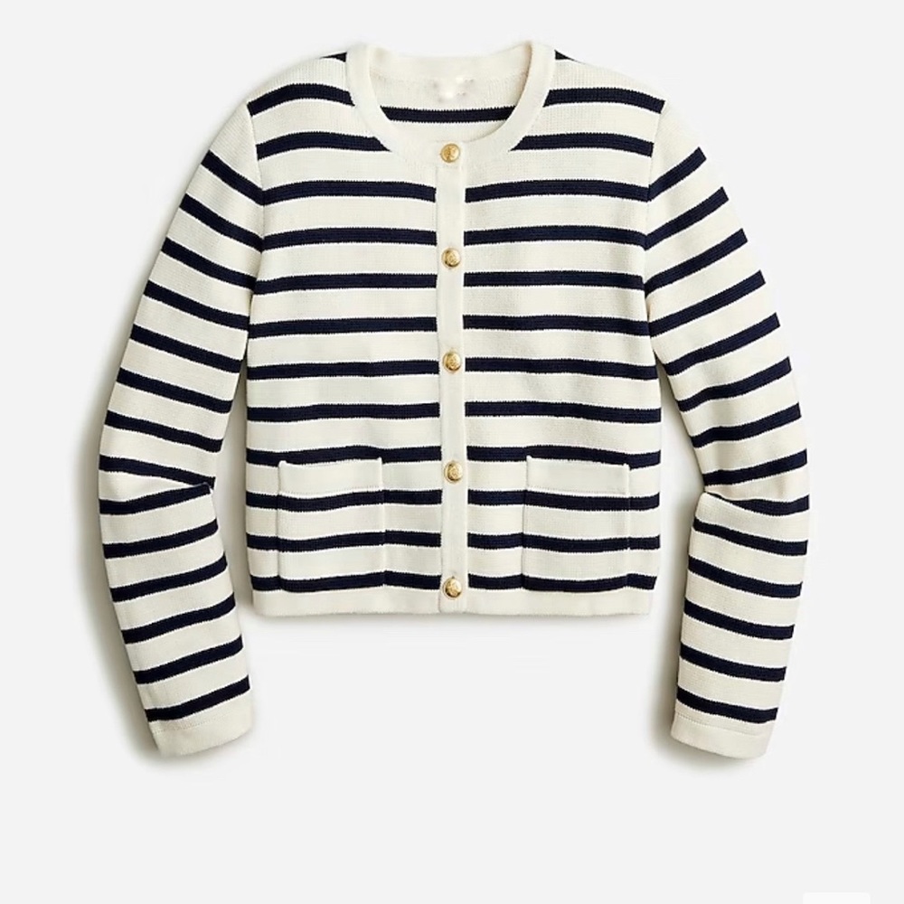 NWT JESSICA SIMPSON Black & White Stripe Long Sleeve Cardigan Size Xs